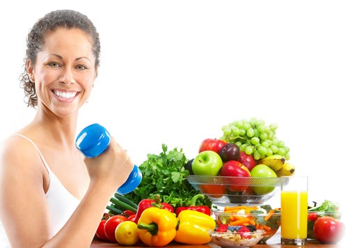 healthy lady with raw foods